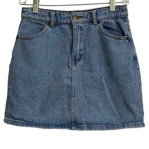 Forever 21 Cotton Blend Jean Mini Skirt Size S Light Blue Denim Casual Feminine